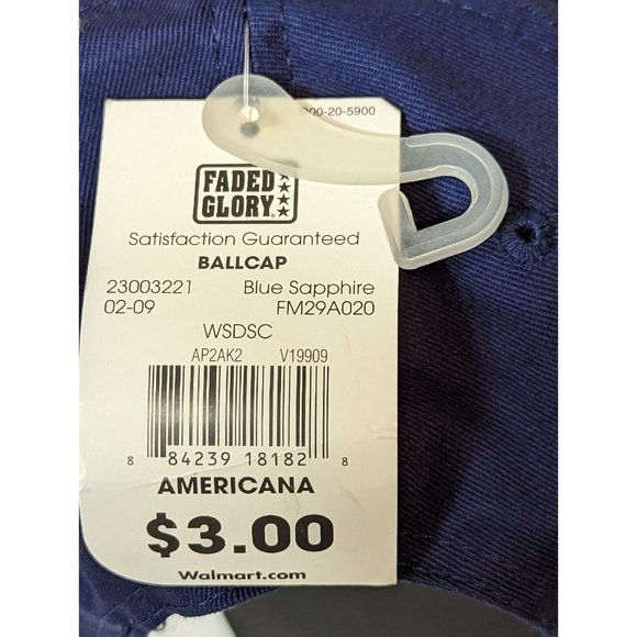 America Shaped Flag Faded Glory 2009 Blue Ball Cap Hat Adjustable Strap Back New - Picture 6 of 7